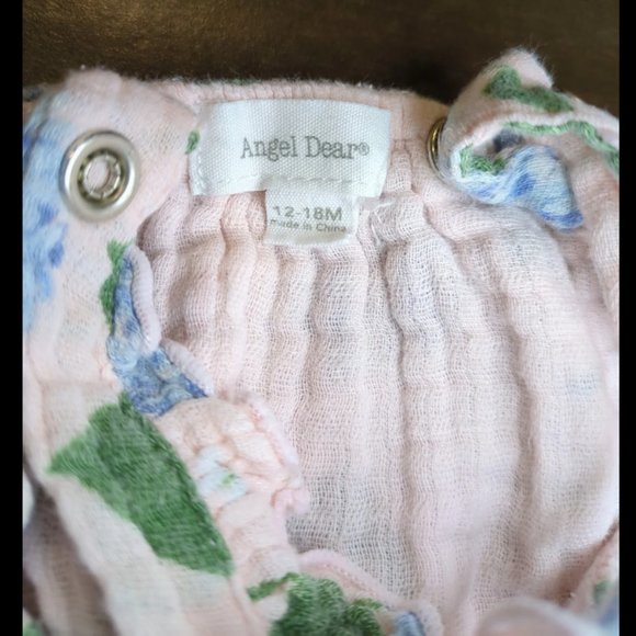 12/18 M Angel Dear Hydrangea Muslin Cotton Ruffle Bib Bubble Sunsuit Romper - Picture 7 of 10